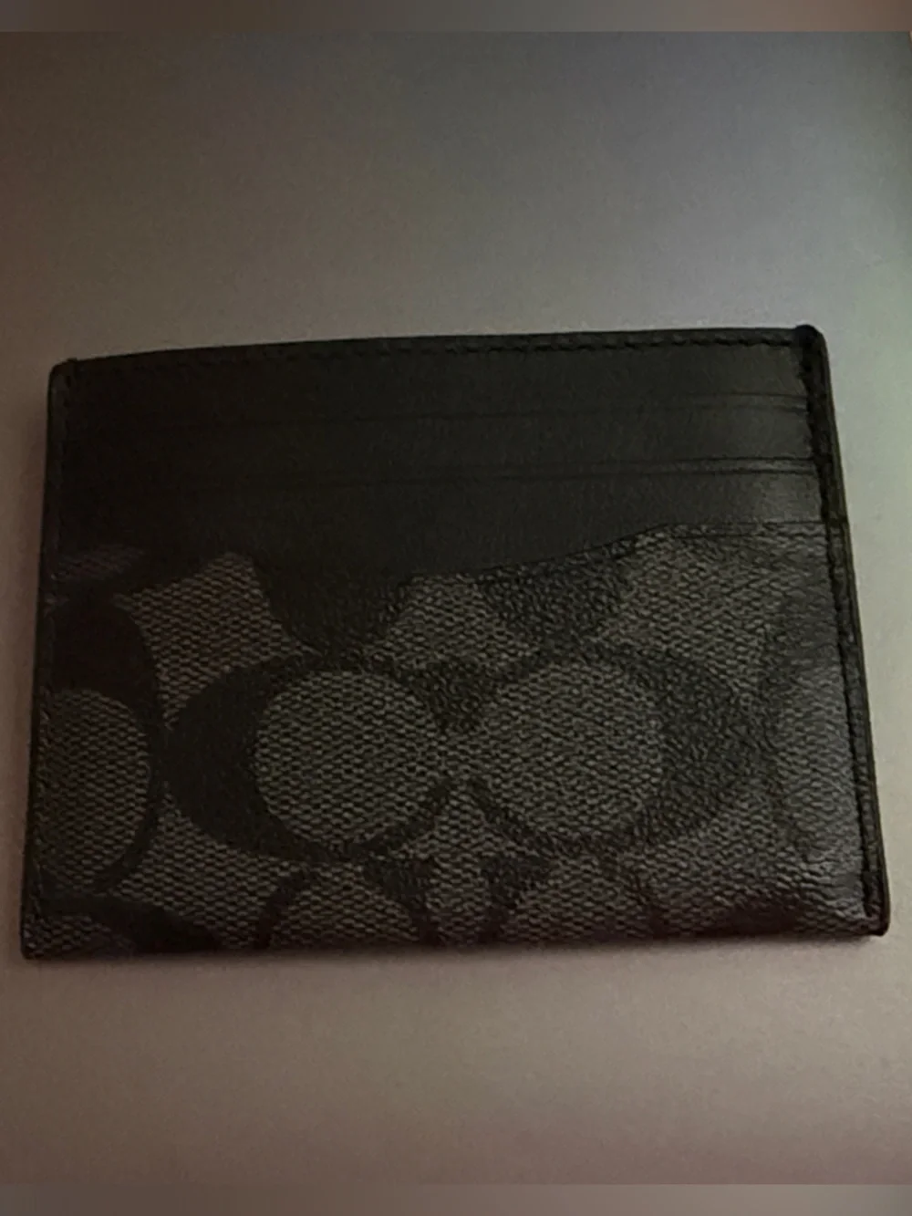 NWT Coach Men's Black Signature Card Case wallet